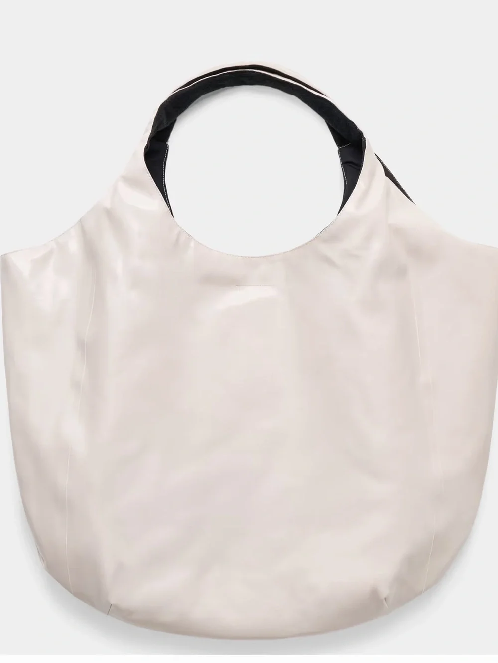 Emporio Armani white large hobo bag with navy handles and cosmetic pouch